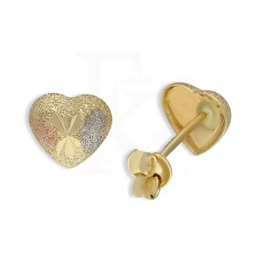 ladies-statement-necklaces-Tri Tone Gold Heart Stud Earrings 18KT - FKJERN18K3099