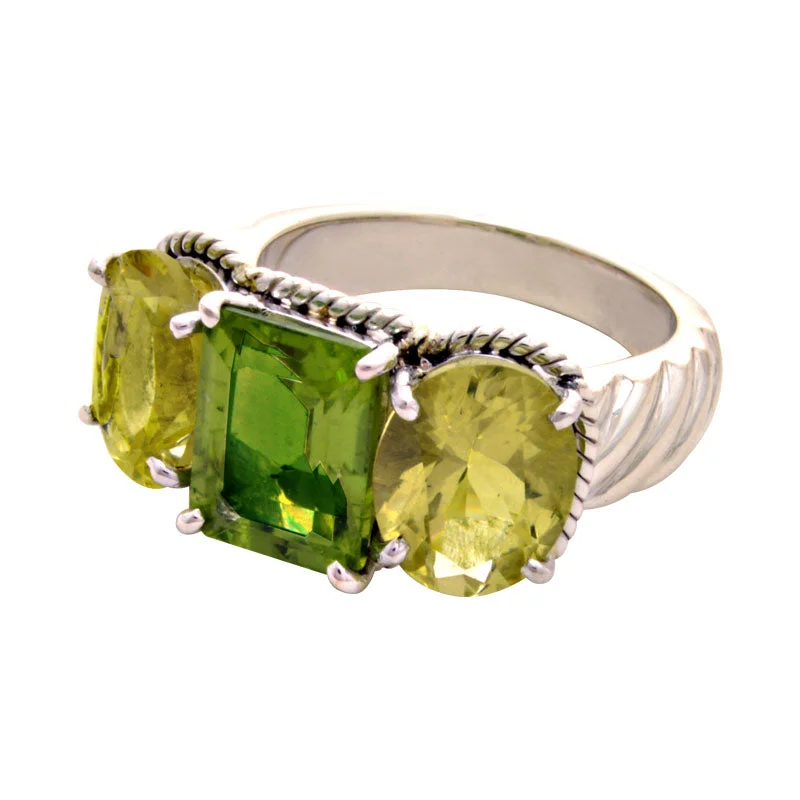 Ladies rings for vloggers -Ring-Peridot and Lemon Quartz