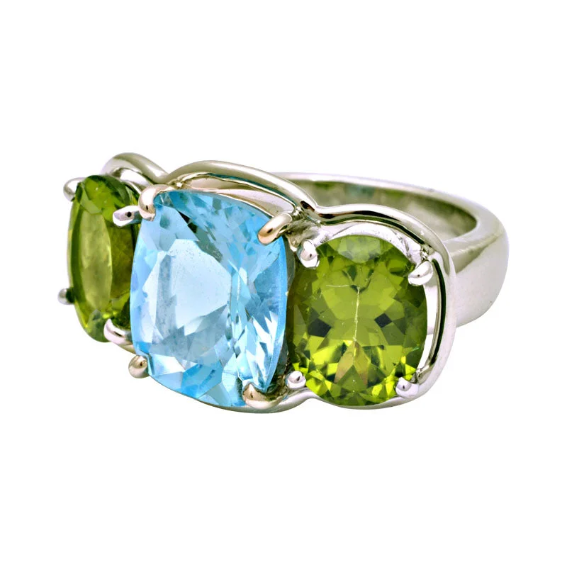 Ladies rings for trade shows -Ring-Blue Topaz and Peridot