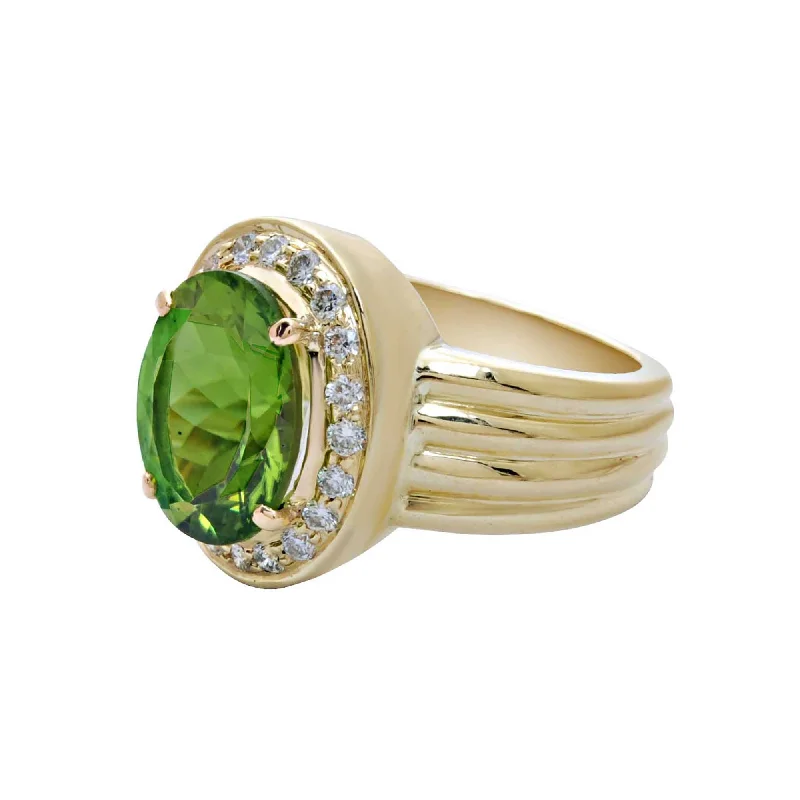 Ladies rings ethnic styles -Ring-Peridot and Diamond  (1699L)