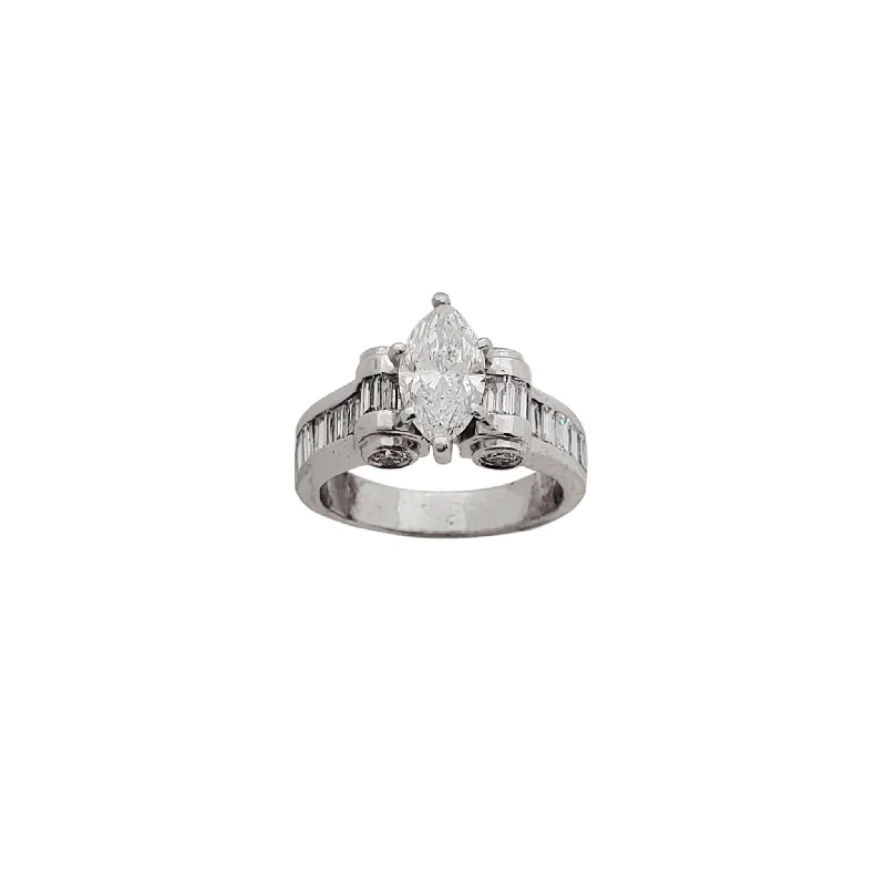 Ladies engagement rings with knot design -Diamond Marquise Channel-Set Engagement Ring (Platinum)