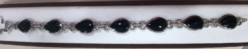 ladies-moon-rose-gold-bracelets-Sterling Silver Onyx Bracelet