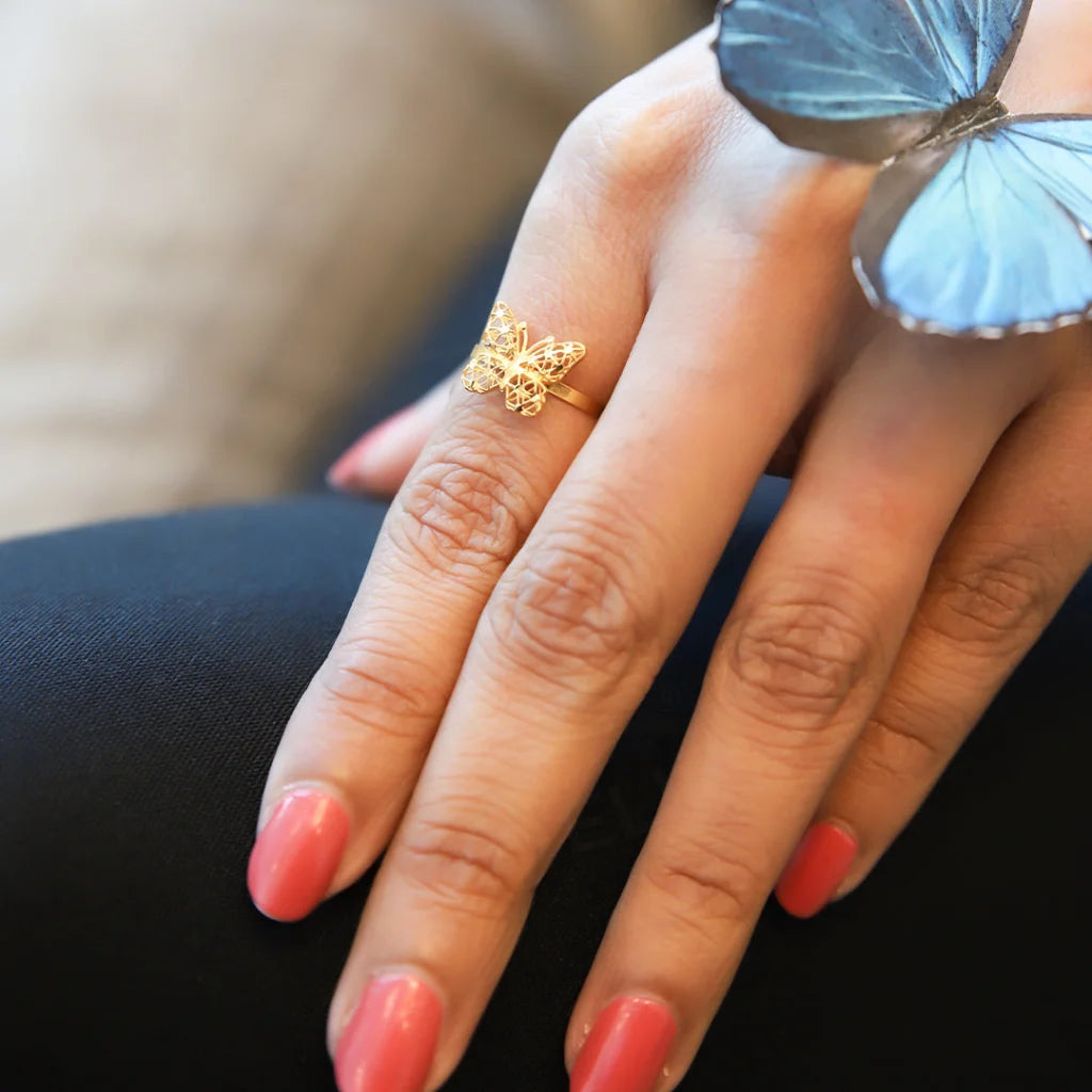 Ladies rings with kyanite -Gold Butterfly Ring 21KT - FKJRN21KM8116