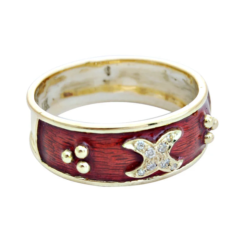 Ladies rings for travel -Ring-Diamond (Enamel)