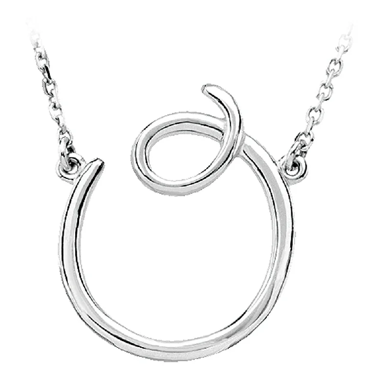 ladies-everyday-heart-necklaces-14k White Gold, Olivia Collection, Medium Script Initial O Necklace