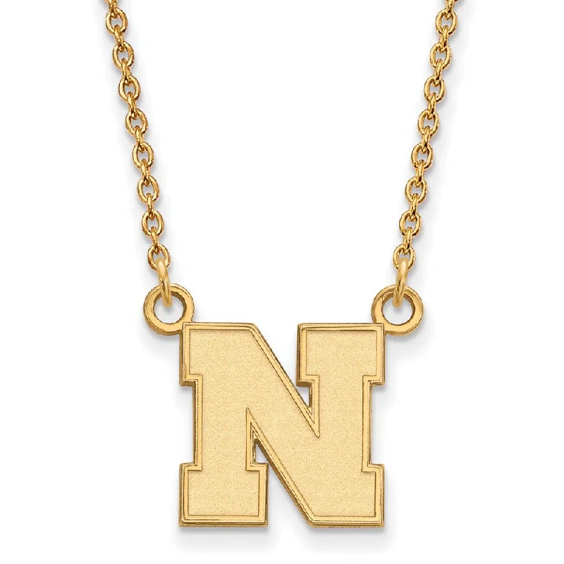 ladies-beaded-flower-necklaces-10k Yellow Gold U of Nebraska Small Initial N Pendant Necklace