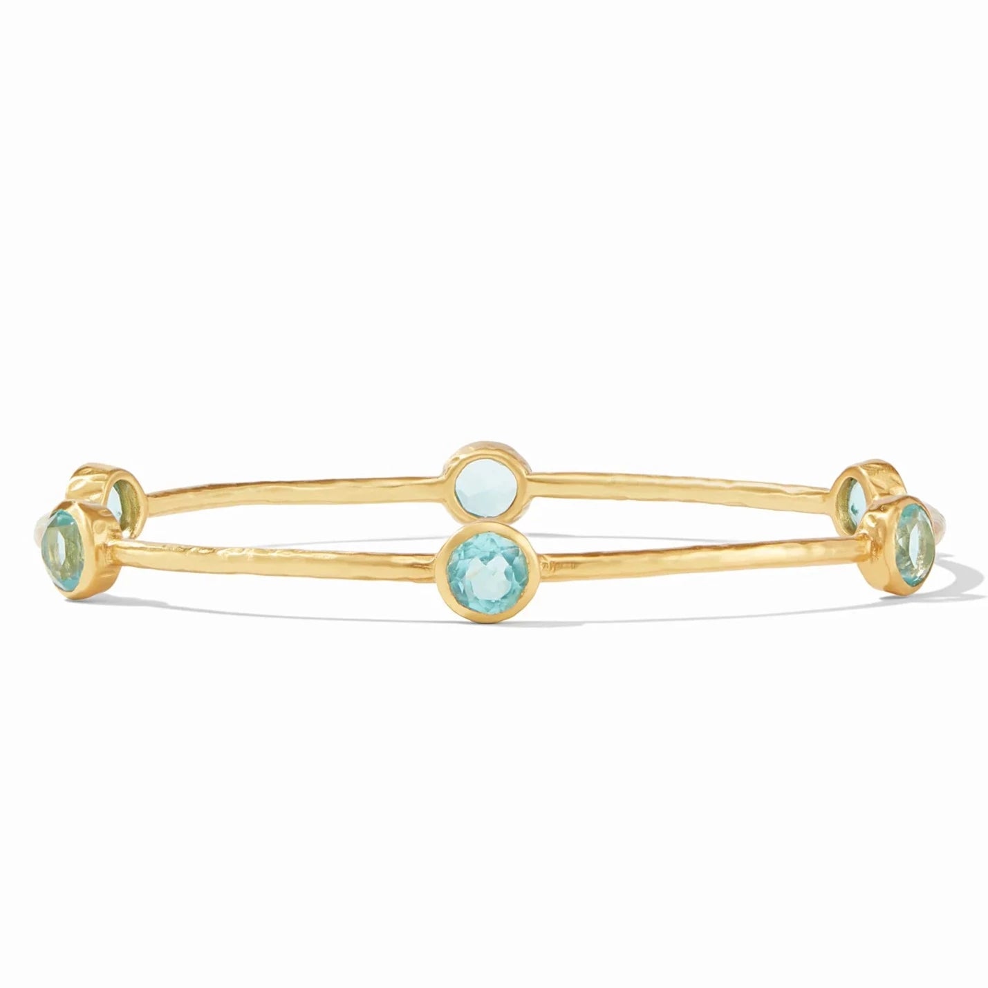 ladies-statement-gold-bracelets-Julie Vos Milano Bangle Bracelet Medium, Bahamian Blue Stones