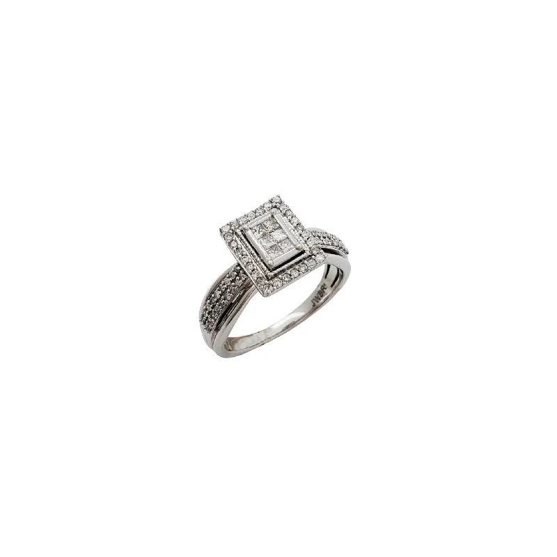 Ladies engagement rings for elegant proposals -White Gold Princess Cut Engagement Diamond Ring (10K)