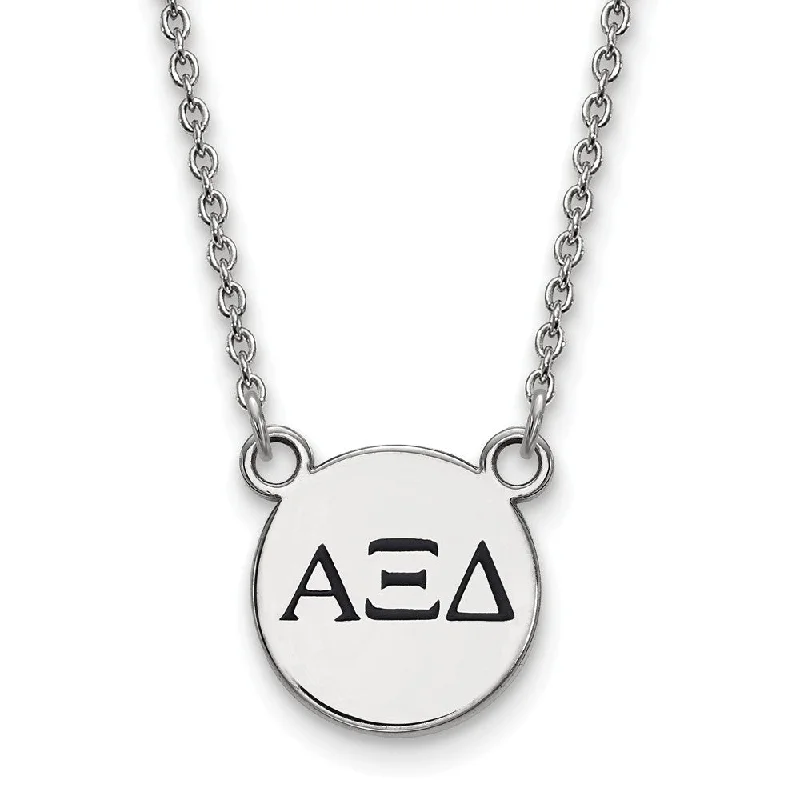 ladies-handmade-heart-necklaces-Sterling Silver Alpha Xi Delta Small Enamel Greek Letters Necklace