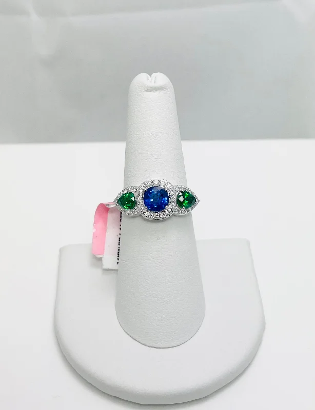 Ladies rings with blue calcite -New! 2.38ctw Natural Tsavorite Sapphire Diamond 14k Gold Ring