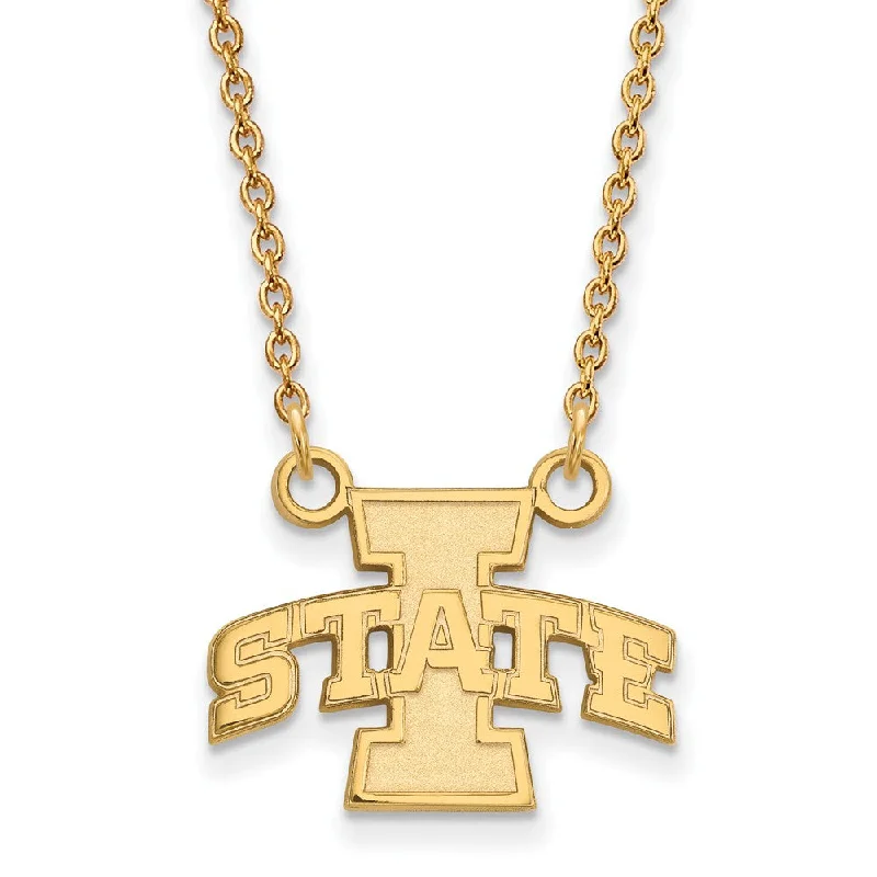 ladies-delicate-diamond-necklaces-14k Yellow Gold Iowa State Small Pendant Necklace