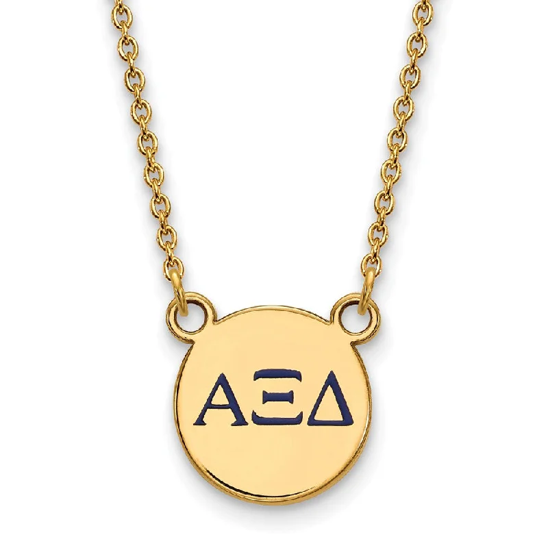 ladies-heart-gold-necklaces-14K Plated Silver Alpha Xi Delta XS (Tiny) Enamel Necklace