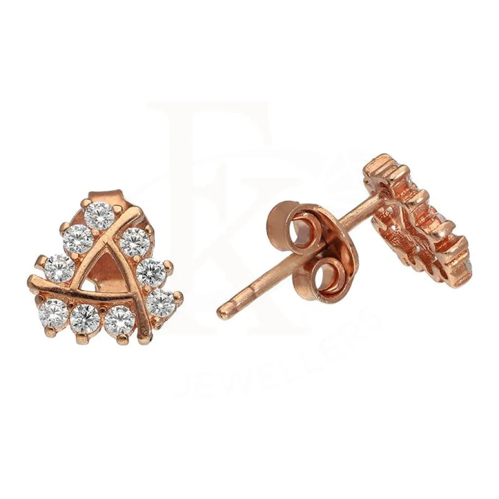 ladies-custom-heart-necklaces-Sterling Silver 925 Rose Gold Plated Solitaires Stud Earrings - FKJERNSL2483