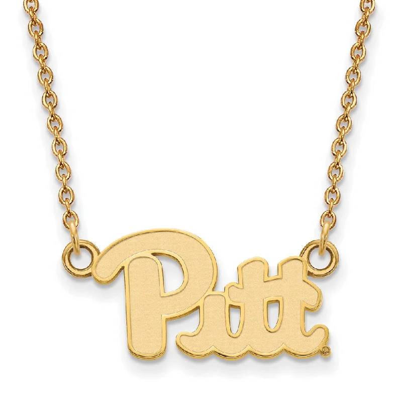 ladies-beaded-necklaces-14k Yellow Gold U of Pittsburgh Small 'Pitt' Pendant Necklace