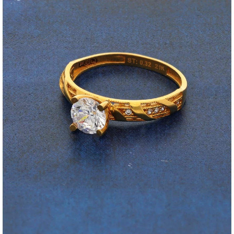 Ladies rings for mavericks -Gold Sleek Twisted CZ Design Ring 21KT - FKJRN21K8862