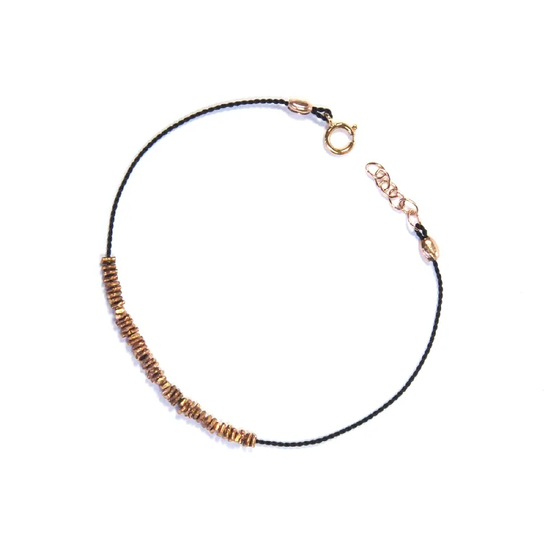 ladies-charm-gold-bracelets-Copper Beaded Bracelet | Black, Rose Gold