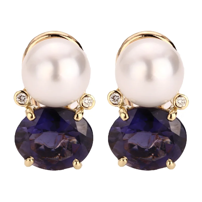 ladies-pearl-gold-necklaces-Earrings - Iolite, South Sea Pearl And Diamond