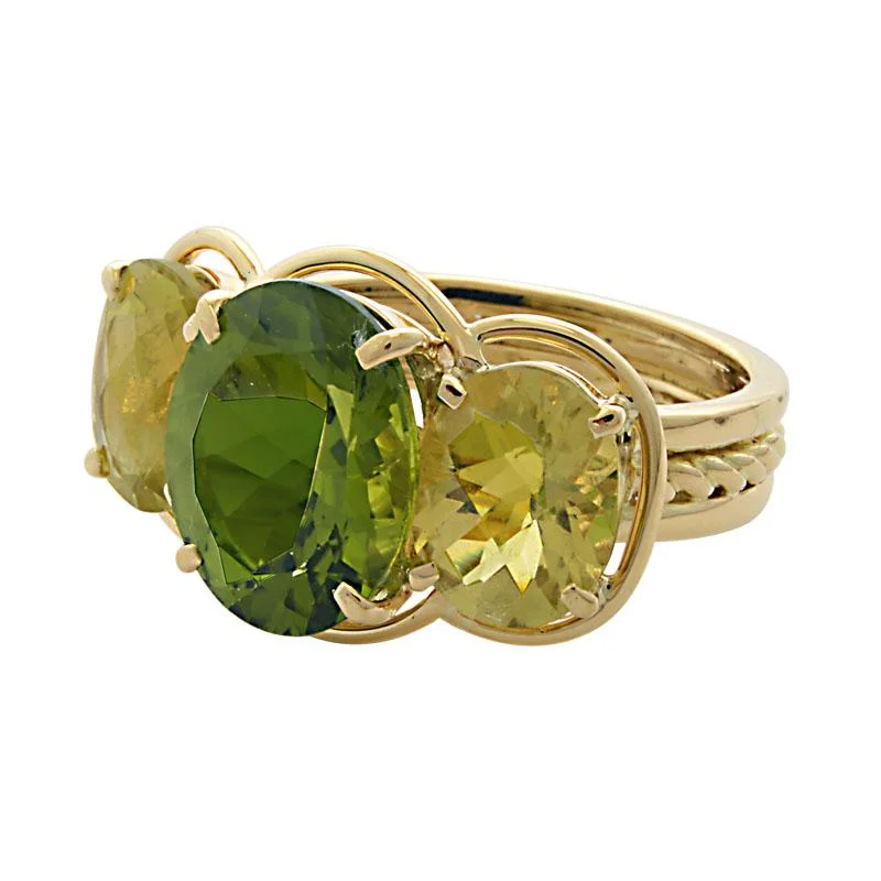 Ladies rings with anchor motifs -Ring-Peridot and Lemon Quartz  (1916R)