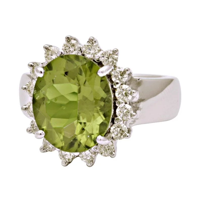 Ladies rings for grandmothers -Ring-Peridot and Diamond  (192CS)