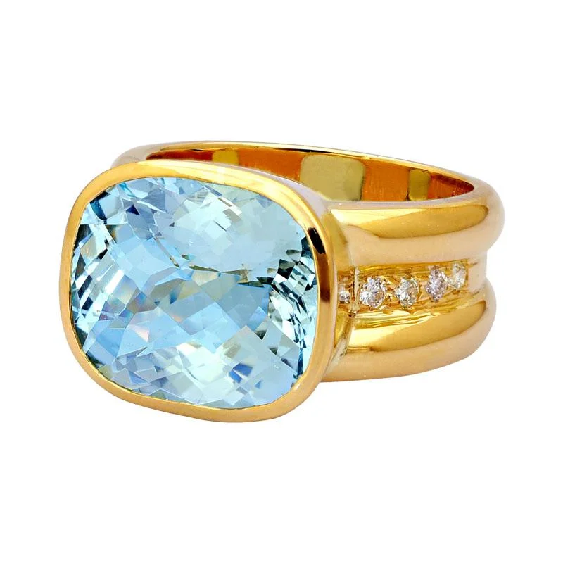 Ladies rings for cousins -Ring-Aquamarine and Diamond  (2140G)