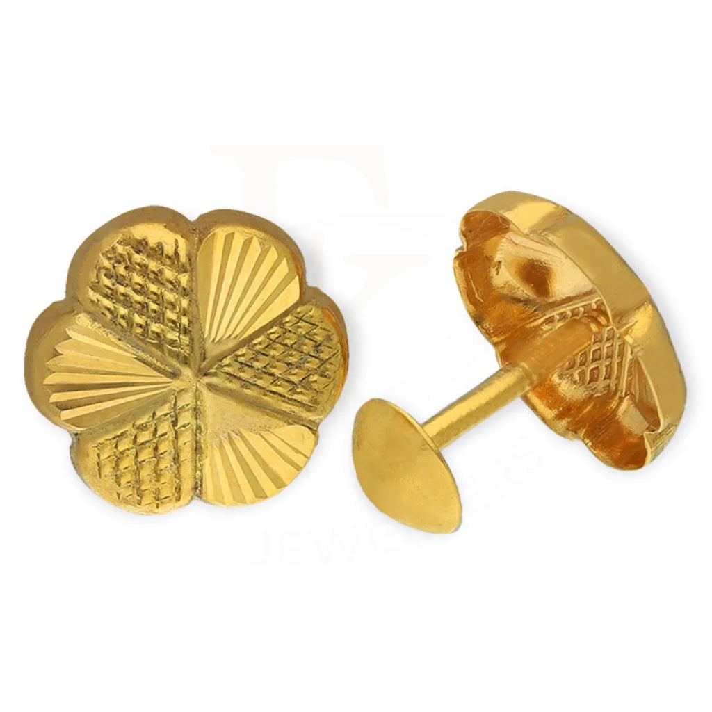 ladies-gemstone-necklaces-Gold Flower Shaped Second Stud Earrings 18KT - FKJERN18K3144