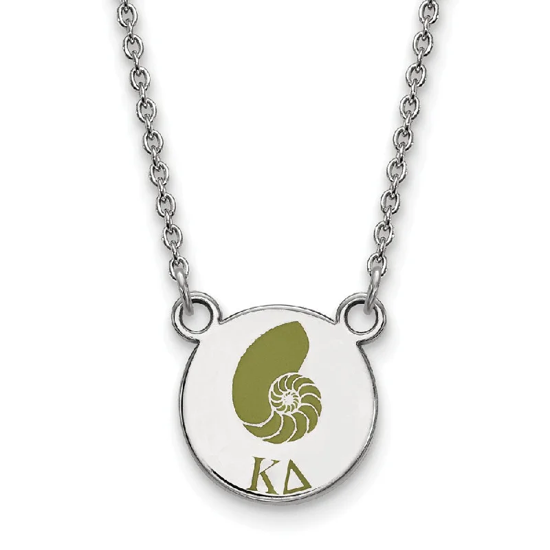 ladies-rose-gold-necklaces-Sterling Silver Kappa Delta Small Enamel Necklace