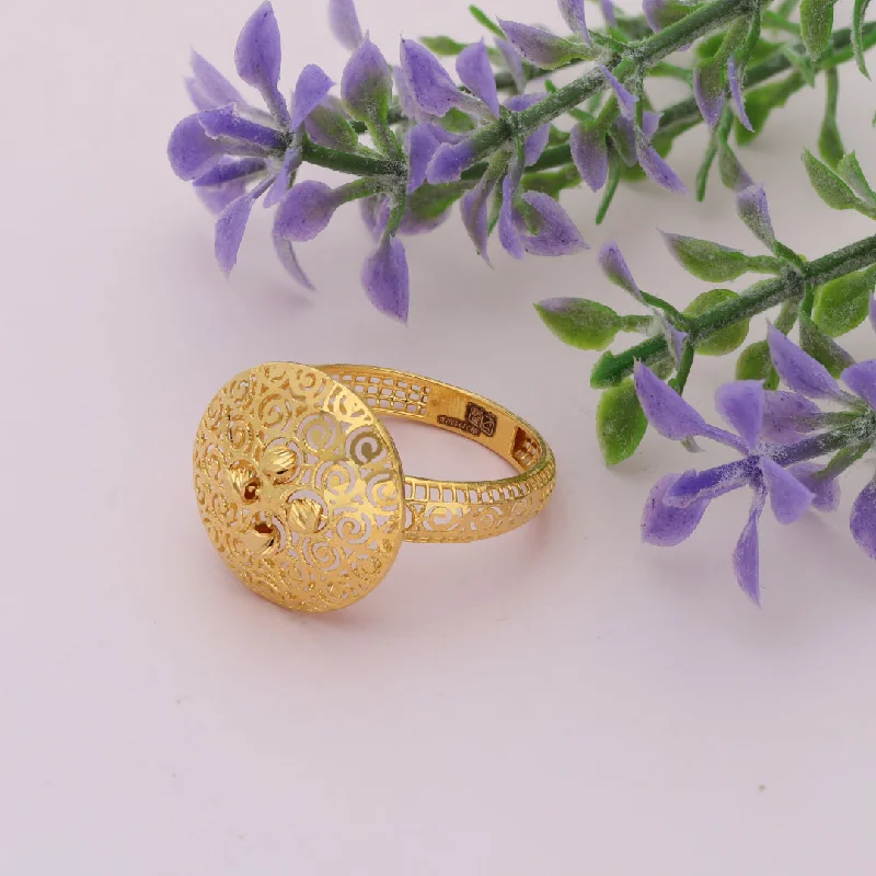 Ladies rings oversized look -Gold Round Spiral Design Ring 21KT - FKJRN21KM9677