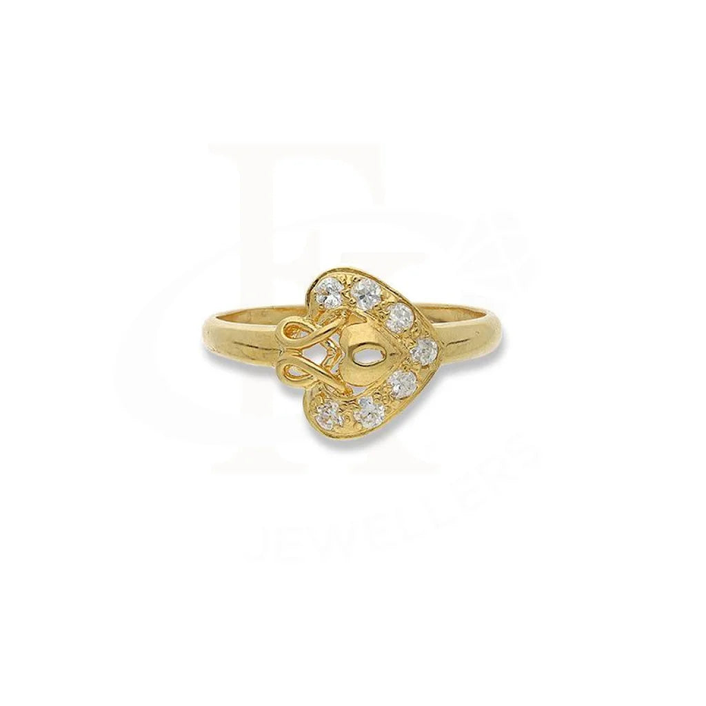 Ladies rings elegant settings -Gold Heart Shaped Ring in 18KT - FKJRN18K2768