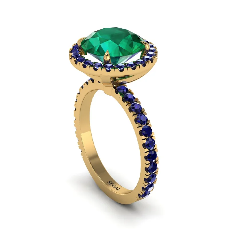 Ladies engagement rings with zircon -Round Cut Emerald Halo Engagement Ring - Charleigh No. 64