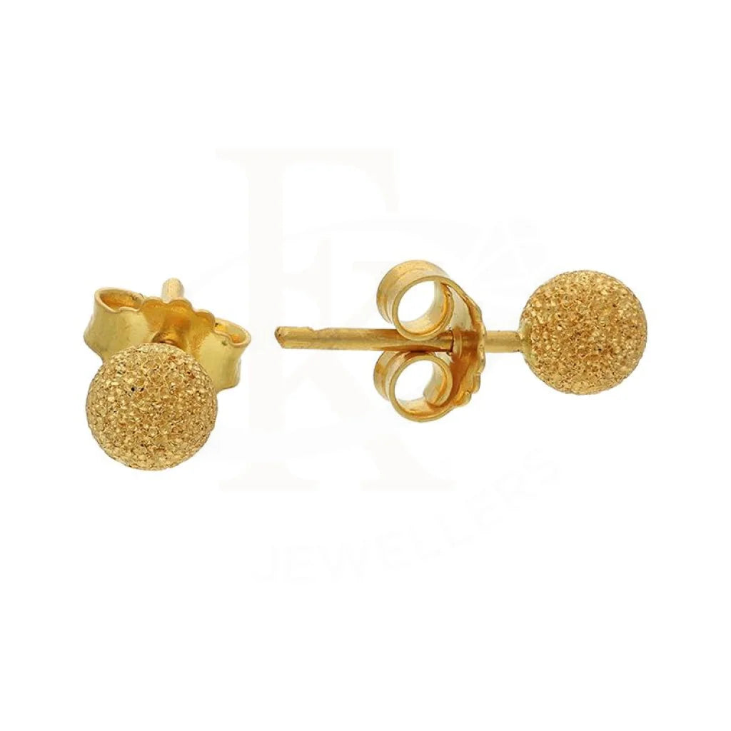 ladies-bridal-pearl-necklaces-Gold Ball Stud Earrings 21KT - FKJERN21K2428