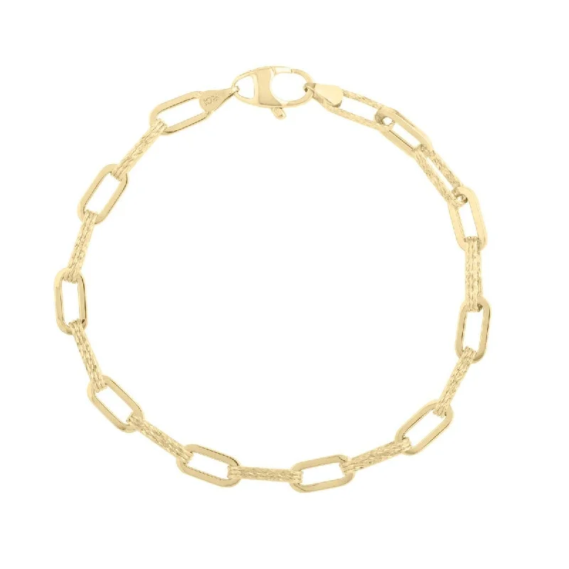 ladies-pearl-beaded-bracelets-YELLOW GOLD OVAL LINK CHAIN BRACELET