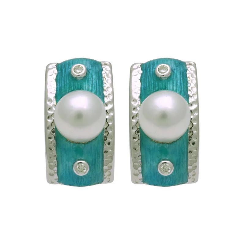 ladies-artisan-diamond-necklaces-Earrings-South Sea Pearl and Diamond (Enamel)