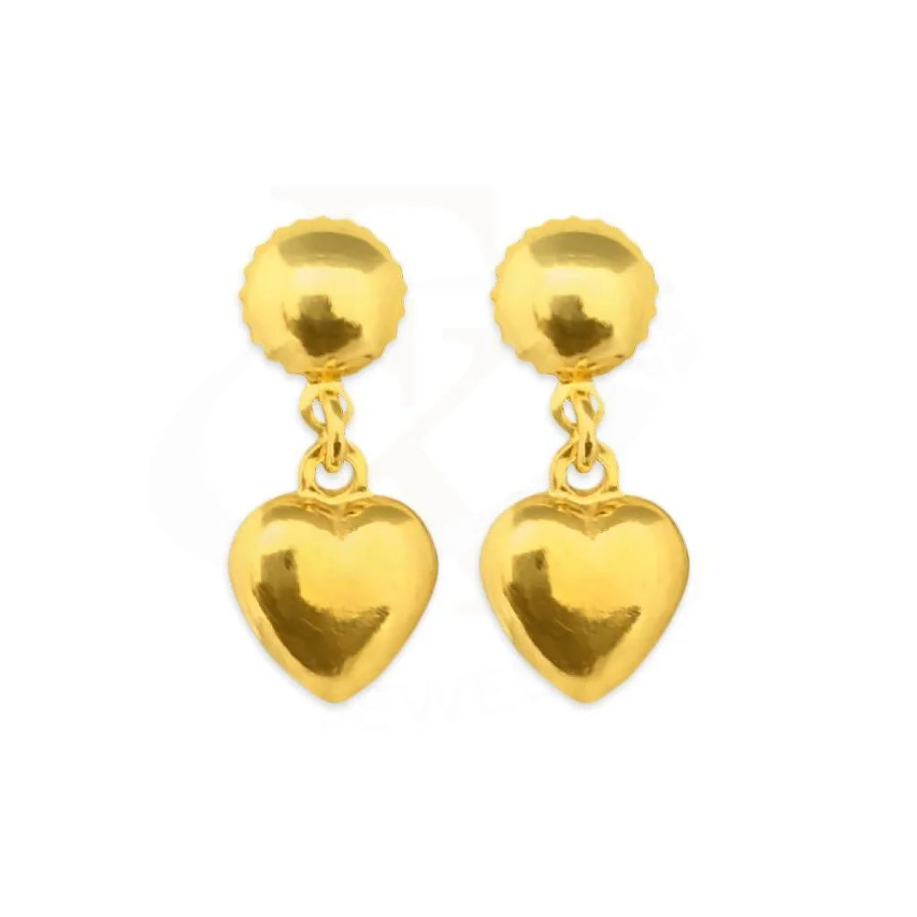 ladies-pearl-gold-necklaces-Gold Drop Heart Earrings 18KT - FKJERN1561