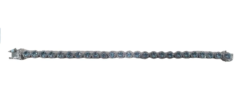 ladies-crystal-gold-bracelets-Sterling Silver Aquamarine Bracelet