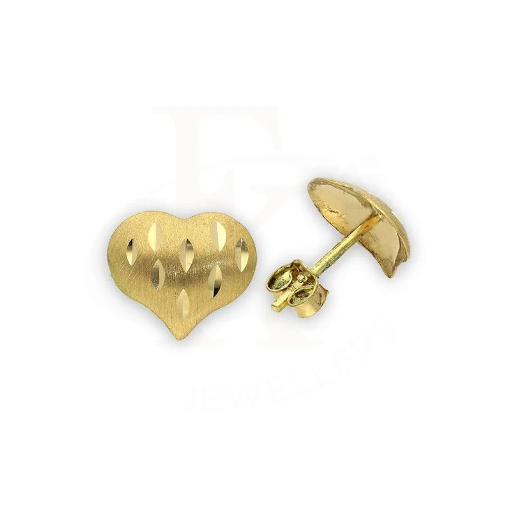 ladies-charm-rose-gold-necklaces-Gold Heart Shaped Stud Earrings 18KT - FKJERN18K2297