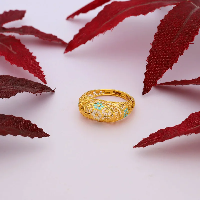 Ladies rings with citrine -Gold Intricate Ring 21KT - FKJRN21KM10027