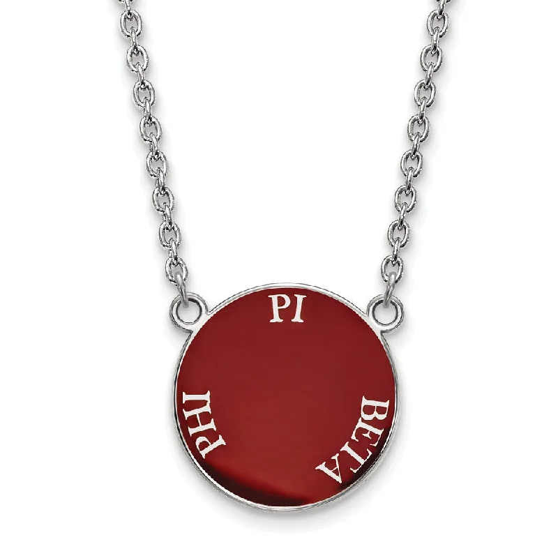 ladies-unique-handmade-necklaces-Sterling Silver Pi Beta Phi Large Enamel Disc Necklace