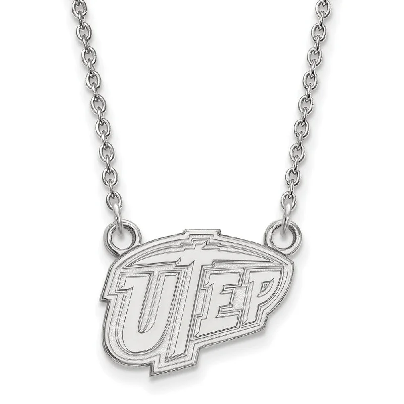 ladies-flower-pendant-necklaces-10k White Gold U of Texas at El Paso Small Pendant Necklace