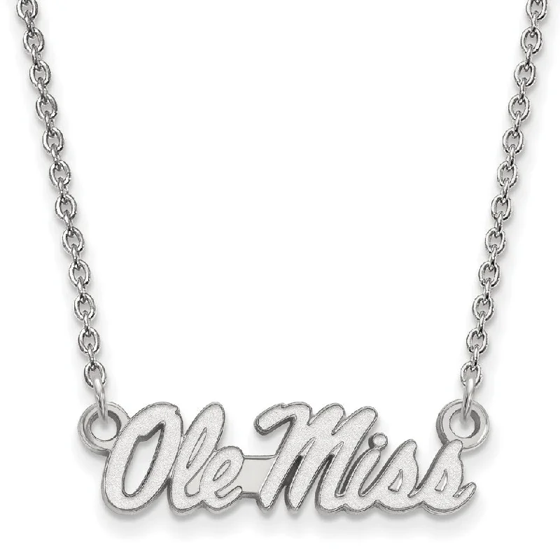 ladies-delicate-gold-necklaces-10k White Gold U of Mississippi Sm Ole Miss Pendant Necklace