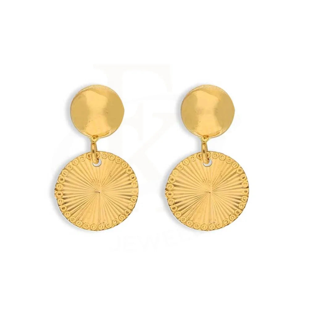 ladies-locket-rose-gold-necklaces-Gold Round Shaped Drop Earrings 21KT - FKJERN21K3080