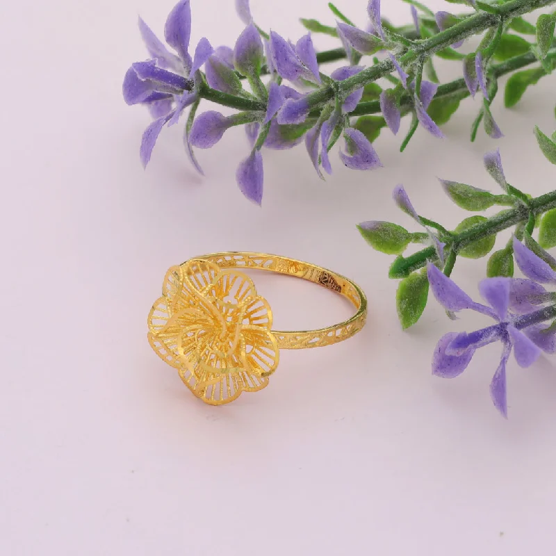 Ladies rings glossy finish -Gold Traditional Flower Design Ring 21KT - FKJRN21KM9681