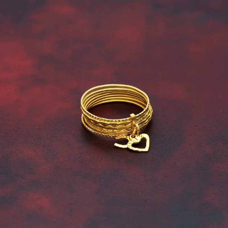 Ladies rings for hikers -Gold Heart Horseshoe Design Ring 21KT - FKJRN21K9050