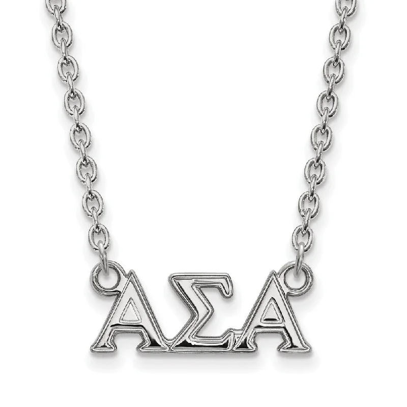 ladies-diamond-choker-necklaces-Sterling Silver Alpha Sigma Alpha Medium Necklace