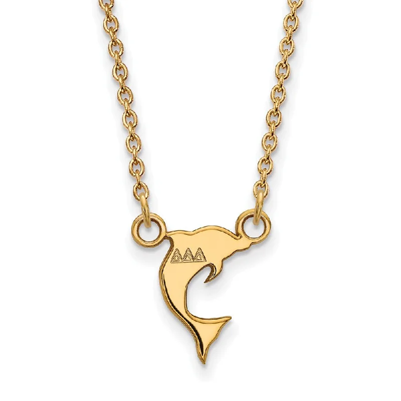 ladies-trendy-gold-necklaces-14K Plated Silver Delta Delta Delta XS (Tiny) Necklace