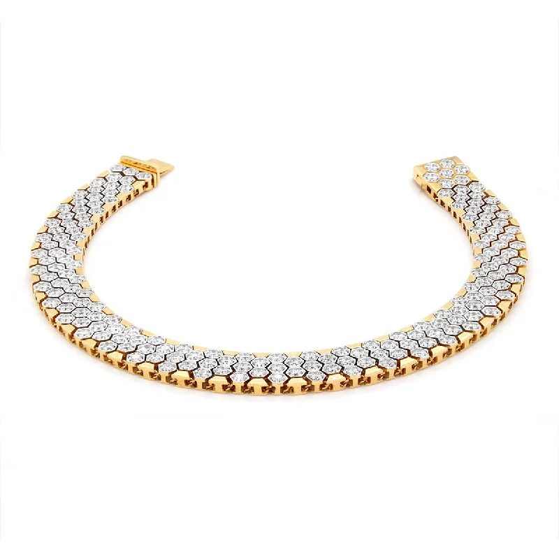 ladies-modern-bracelets-YELLOW GOLD BRACELET WITH 170 LAB GROWN DIAMONDS, 4.00 CT TW