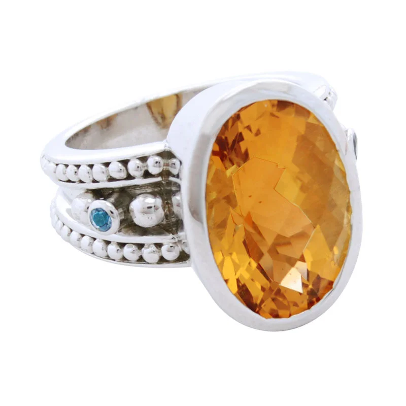 Ladies rings with initials -Ring-Citrine and Aquamarine