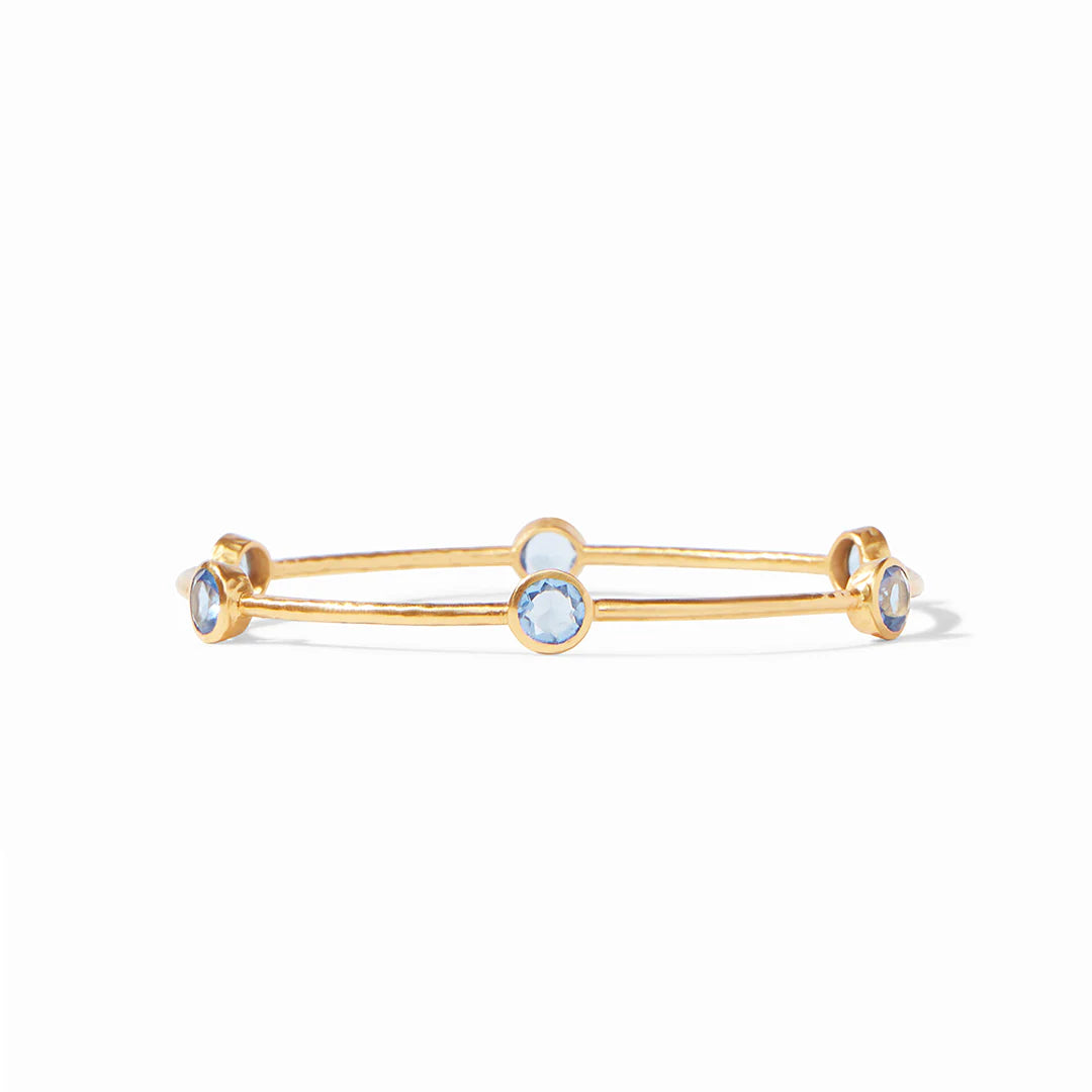 ladies-fashion-silver-bracelets-Julie Vos Milano Bangle Bracelet with Chalcedony Blue Stations