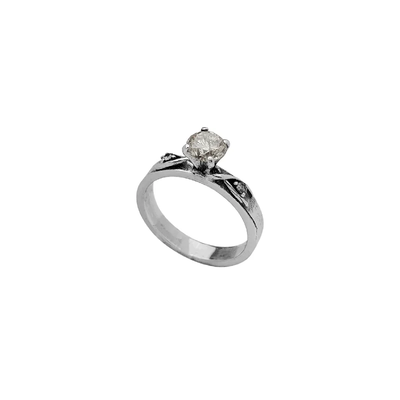 Ladies engagement rings for chic weddings -Diamond Round Engagement Ring (14K)