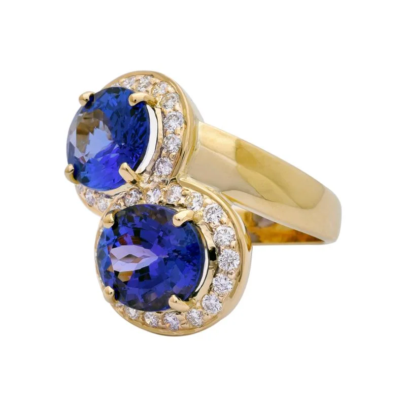 Ladies rings coiled patterns -Ring- Tanzanite and Diamond  (2202F)