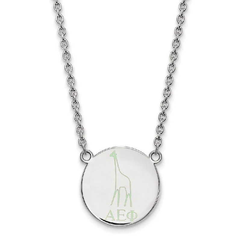 ladies-custom-necklaces-Sterling Silver Alpha Epsilon Phi Large Enamel Necklace